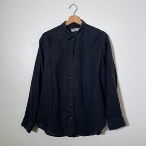 EVERLANE Black Linen Long Sleeve Button Up / Sz 16 / Minimal Natural Casual